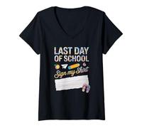 Women's Bruh We are Out Last Day of School Autograph Memory Book V-Neck T-Shirt