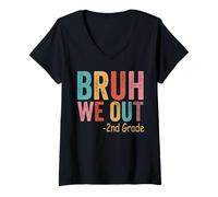 Women's Bruh We Out 2nd Grader Second Grade Graduation Class of 2026 V-Neck T-Shirt