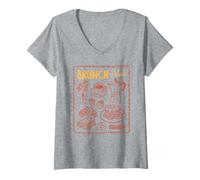 Womens Brunch O'Clock Breakfast Coffee Pancakes Bacon Funny Food V-Neck T-Shirt