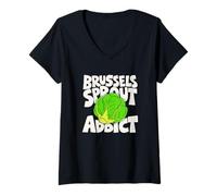 Women's Brussels Sprout Lover Graphic V-Neck T-Shirt