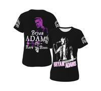 Women's Bryan Rock Singer Adams T-Shirts Stylish Short Sleeve Summer Tees Multi-Sided Printed Shirt Multicoloured M