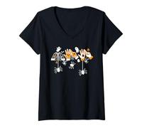 Womens BSL Halloween Alphabet Hand British Sign Language Boo V-Neck T-Shirt