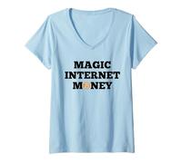 Womens BTC Bitcoin Magic Internet Money Crypto Cryptocurrency V-Neck T-Shirt
