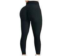 Womens Bubble Textured Butt Lifting Leggings High Elastic Waist Tummy Control Yoga Pants Stretch Anti Cellulite Gym Leggings Honeycomb Running Tights for Sports Yoga Fitness