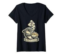 Women's Bubbles Not Troubles Dolphin & Pufferfish Ocean Pun V-Neck T-Shirt