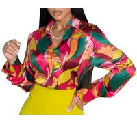 Women's Buchona Blouses Long Sleeve Floral Print Button Down Shirts, Loose Collar Sexy Tops for Everyday & Party Wear, Colour11537-7, 3XL