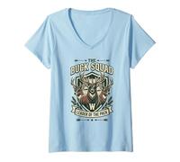 Women's Buck Squad Leader of The Pack Graphic, Funny Deer Hunter V-Neck T-Shirt