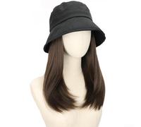 Women's Bucket Hat Built for For WIG Integration with Sun Defense, Non-Restrictive Fit, and Natural Black or Dark Brown Aesthetic (Black Natural Black)