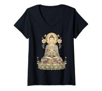 Women's Buddha Statue Yoga Buddhism Zen Meditation V-Neck T-Shirt