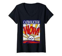 Womens Buddy Christ | Catholicism Wow V-Neck T-Shirt