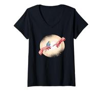 Womens Budgie Shirt Gift Blue Budgie V-Neck T-Shirt
