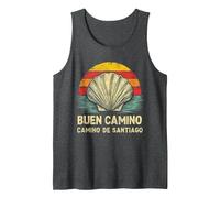 Womens Buen Camino De Santiago Shell Vintage Pilgrim Spain Tank Top, Men, Dark Heather Grey, Medium