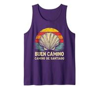 Womens Buen Camino De Santiago Shell Vintage Pilgrim Spain Tank Top, Men, Purple, Small