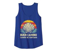 Womens Buen Camino De Santiago Shell Vintage Pilgrim Spain Tank Top, Women, Royal Blue, Large