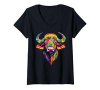 Womens Buffalo Cape Water Buffalos Safari South African Buffalo V-Neck T-Shirt