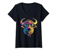 Womens Buffalo Cape Water Buffalos Safari South African Buffalo V-Neck T-Shirt