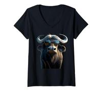 Women's Buffalo Cape Water Buffalos Safari South African Buffalo V-Neck T-Shirt