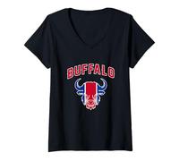 Womens Buffalo New York NY Bison Classic Athletic Sport Vintage V-Neck T-Shirt