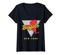 Women's Buffalo New York Retro Vintage 80s State Pride Design V-Neck T-Shirt