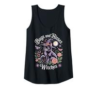 Womens Bugs and Hisses Witches Cat Floral Halloween Women Teen Tee Tank Top