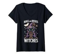 Womens Bugs and Hisses Witches Tarot Cat Occult Mystical Apparel V-Neck T-Shirt