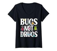Womens Bugs Not Drugs Entomologist Funny Insect Bugs Lovers V-Neck T-Shirt