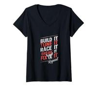 Womens Build Tune Race Break Fix It Repeat Screwdriver Motorsport V-Neck T-Shirt