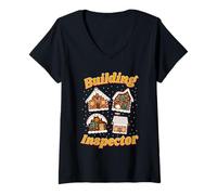 Women's Building Inspector Gingerbread House Architecture Builder V-Neck T-Shirt