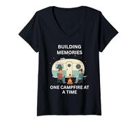 Women's Building Memories one Campfire at a time V-Neck T-Shirt