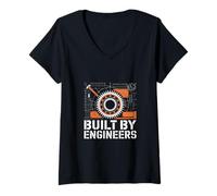 Women's Built By Engineers Mechanical Design V-Neck T-Shirt