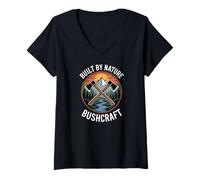 Women's Built by Nature Bushcraft Survival Camping Hiking V-Neck T-Shirt