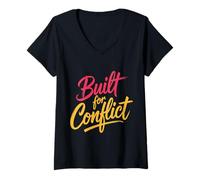 Womens Built For Conflict Sarcastic Attitude Tension |----- V-Neck T-Shirt