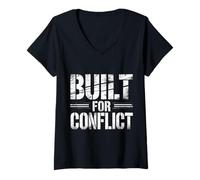 Womens Built for Conflict Sarcastic Attitude Tension - V-Neck T-Shirt