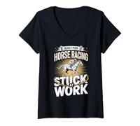 Women's Built for Horse Racing Stuck at Work Funny Rider V-Neck T-Shirt