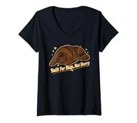 Women's Built for Hugs Not Hurry Newfoundland Dog V-Neck T-Shirt