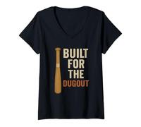 Womens Built for the Dugout Funny Baseball Player Coach Meme Joke V-Neck T-Shirt