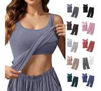 Women'S Built-In Bra Pajama Set - Solid Colour Crop Top and Short Pants, Comfortable Two Piece Sleepwear Outfit, Soft Lightweight Loungewear Pyjamas for Ladies Home Relaxing Nightwear