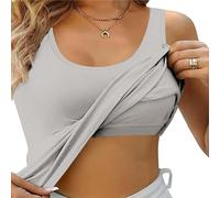 Women's Built-in Bra - Tank Top Round Neck Sleeveless Vest Large Size Casual Solid Colour Tank Top for Jogging Bodybuilding Fitness Gym Daily
