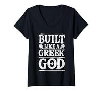 Womens Built Like A Greek God Ancient Greece Design Greek Mythology V-Neck T-Shirt