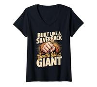 Women's Built Like A Silverback Gentle Like A Giant V-Neck T-Shirt