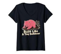 Women's Built Like A Tiny Bulldozer Wombat Strength V-Neck T-Shirt