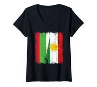 Womens Bulgaria Kurdistan Half Flag Bulgarian Kurdish Jersey V-Neck T-Shirt