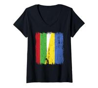 Womens Bulgaria Ukraine Half Flag Bulgarian Ukrainian Heritage V-Neck T-Shirt
