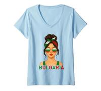 Womens Bulgarian Girl Bulgaria Flag Bulgarian Girlfriend Wife V-Neck T-Shirt
