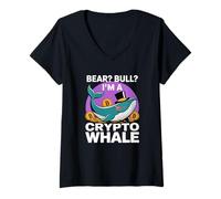Womens Bull? Bears? I'm a Crypto Whale, HODL Bitcoin Crypto V-Neck T-Shirt