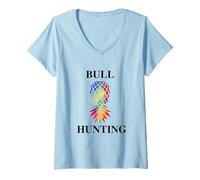 Womens Bull Hunting Swinger Lifestyle Naughty Adult Humor Graphic V-Neck T-Shirt