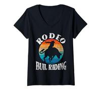 Women's Bull Riding Western Cowboy Texas Fan V-Neck T-Shirt