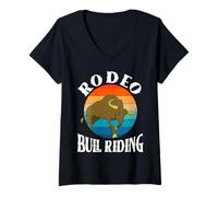 Women's Bull Riding Western Cowboy Texas Fan V-Neck T-Shirt