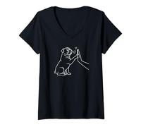 Womens Bulldog Give me Five Love Pet Owner Design V-Neck T-Shirt