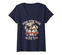 Womens Bulldog I Eat Crayons MRE Snack Eater Jarhead Troop Military V-Neck T-Shirt